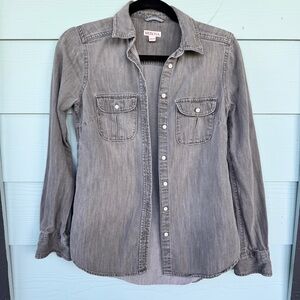 Merona Charcoal Collared Denim Button Up Shirt Jacket